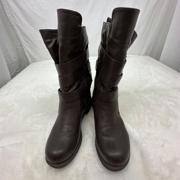 Charlotte Russe Shoes - Charlotte Russe Side Zip Buckle Embellishment Boots Women Size 7 Brown